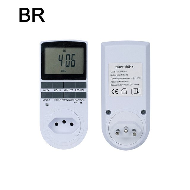 Digital Timer Switch Programmable Timing Socket EU UK US AU BR Plug Electrical Wall Plug-in Power Socket Timer Switch Outlet: TM02-F  BR