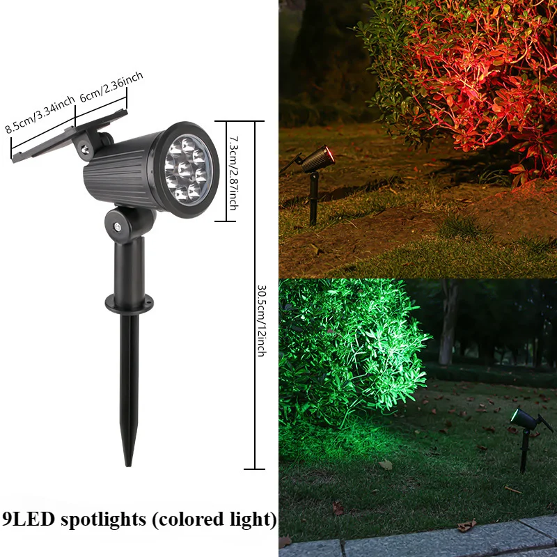 9-LED-zonne-spots buiten IP65 waterdichte helderheid verstelbare spotlicht tuin achtertuin oprit patio decorlamp: ROSE