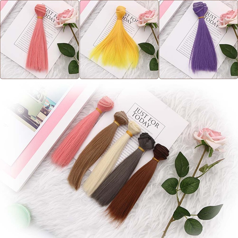1pcs 15*100cm Doll Accessories Straight Synthetic Fiber Wig Hair For Doll Wigs High-temperature Wire