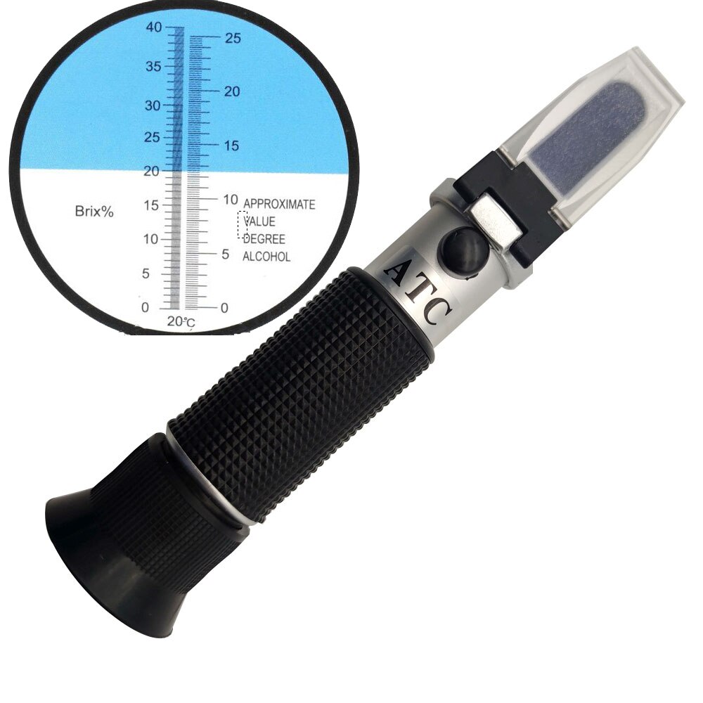 RHW-25ATC 0-25% Vol Alcohol/Brix Druif Wijn Refractometer met Plastic Doos en Traceerbare Levering Service