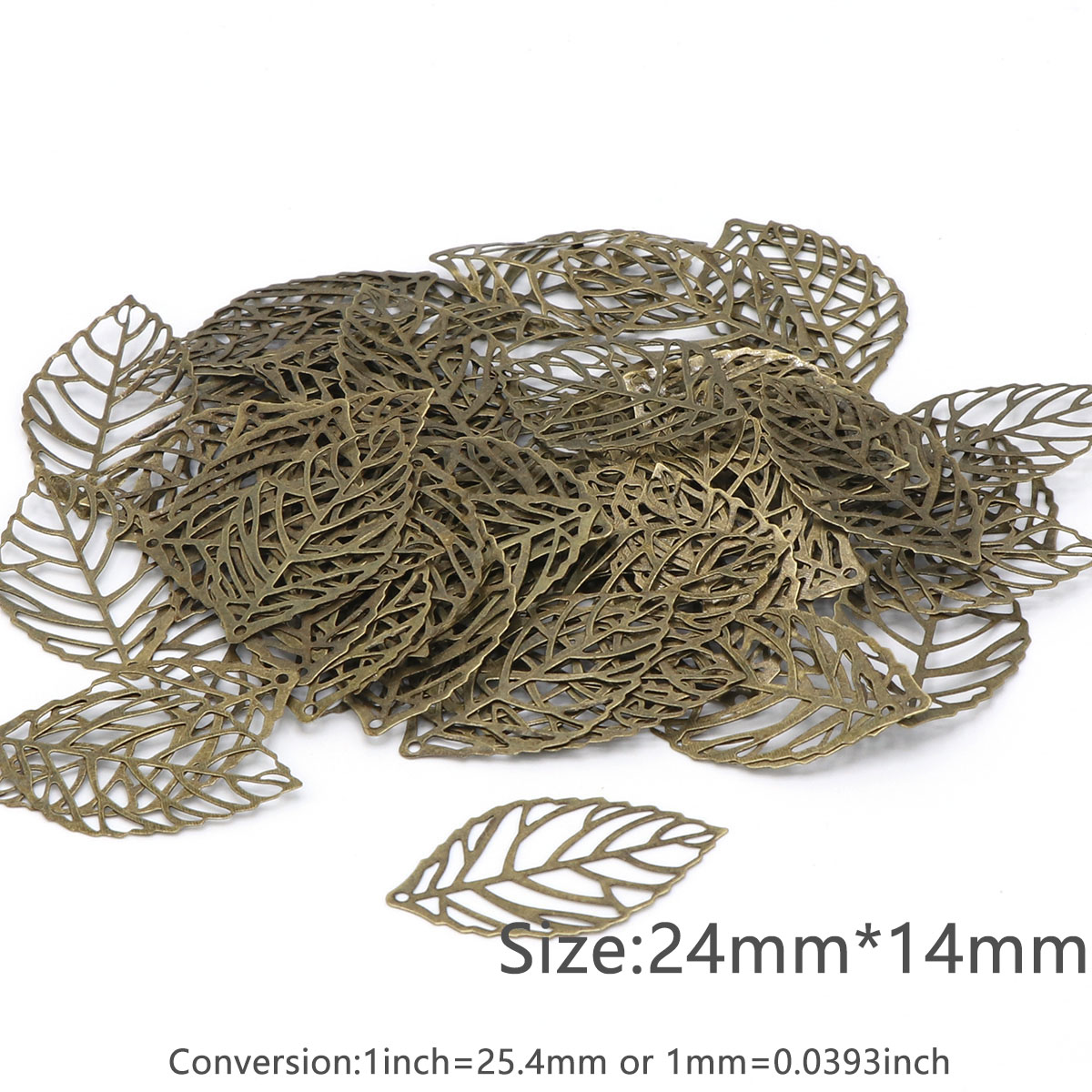 100 stuks ambachtelijke holle bladeren hangers klassieke multifunctionele metalen blad charme geavanceerde DIY filigraan sieraden maken accessoire: GRIJS