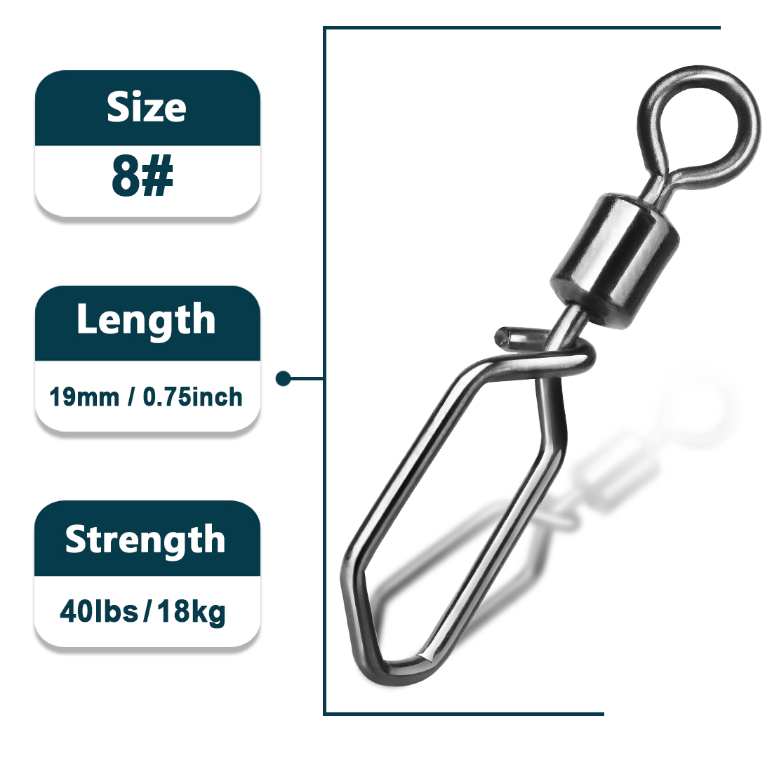 Broche giratorio de pesca, 15 ~ 60 uds., gancho de acero inoxidable, barril rodante de pesca, conector de señuelo de pesca giratorio, broche de enclavamiento: 10 / Rojo