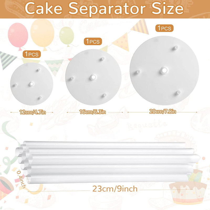 Soporte para pastel multicapa, junta suspendida, soporte para nivel de pastel, juego de varillas para pasador de pastel, soporte para soportes para pastel, marco de paja, decoración para pastel DIY