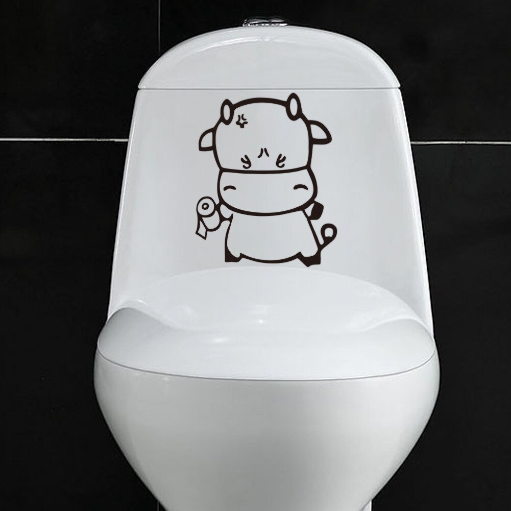 Søde animails badeværelse vægklistermærker boligindretning aftagelige toilet vægmærkater dekorativt tapet