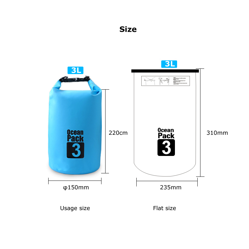 3L Wasserdichte Wasserdicht trocken Tasche Sack Lagerung Packung Beutel Schwimmen draussen Kajak Kanu Fluss Wandern Bootfahren