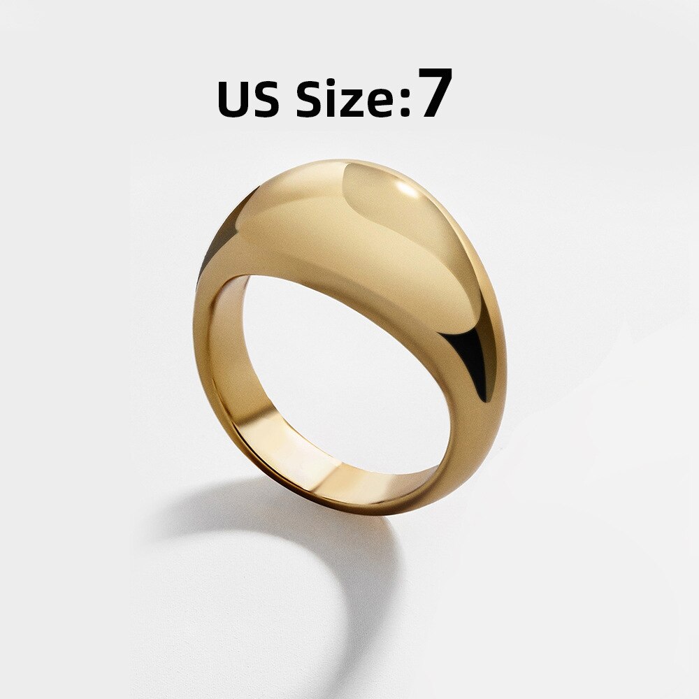 Anillos minimalistas dorado grueso para mujer, joyas geométricas de círculo redondo para mujer, anillos de pila de oro grueso, joyería de boda para mujer: Negro