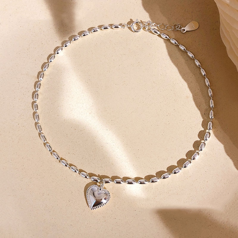 925 Sterling Zilver Glad Liefde Hart Bedelarmband Delicate Bead Chain Armband Sieraden Voor Vrouwen S-B365