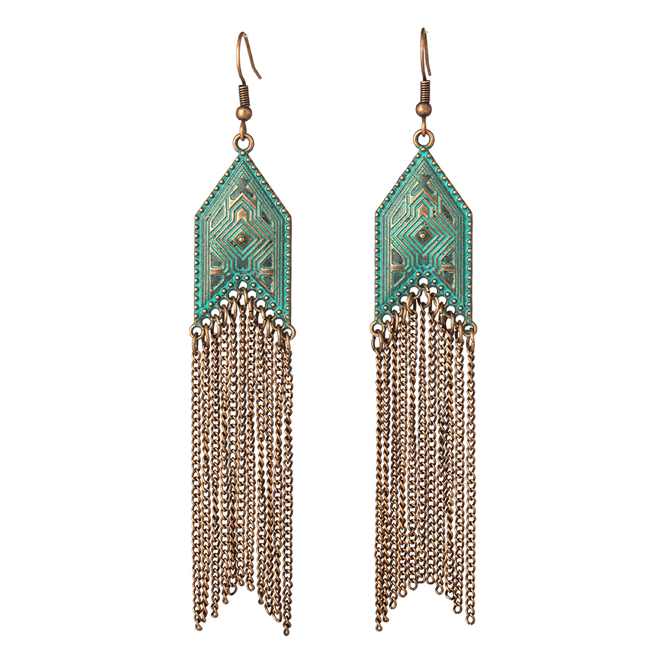 Multiple Ethnic Boho Vintage Tassel Feather Golden Leaf Dangle Earrings for Women Female Jewelry Accessories: E022174