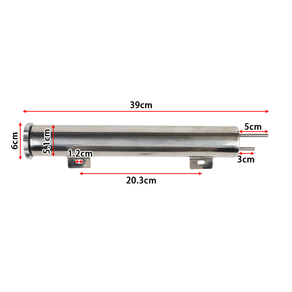 2 'x13'/3 'X10' Universal radiador refrigerante desbordamiento tanque de vómito de acero inoxidable pulido radiador refrigerante tanque de desbordamiento