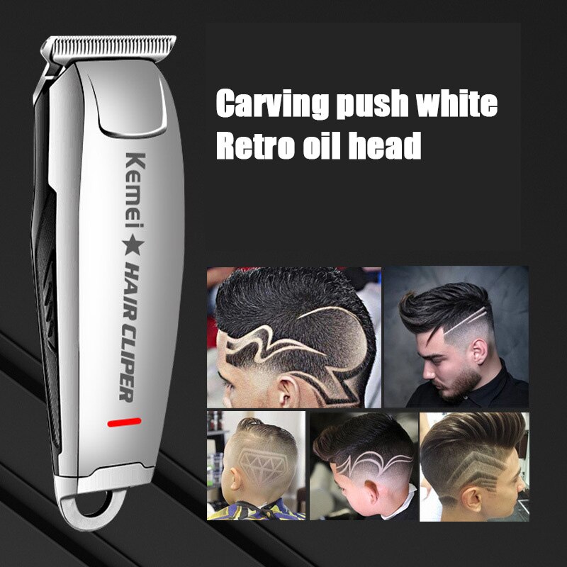 Kemei mini hårklipper 0mm elektrisk trimmer barbermaskine km -2812 udskæring hår skæg trimer maskinstyling værktøjer