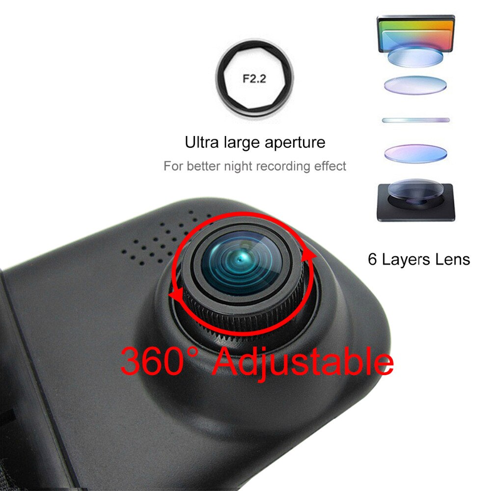 3.5 tommer bekvemmelighed fuld  hd 1080p videooptager bilkamera kørsel recoder super nattesyn automatisk optager dash cam