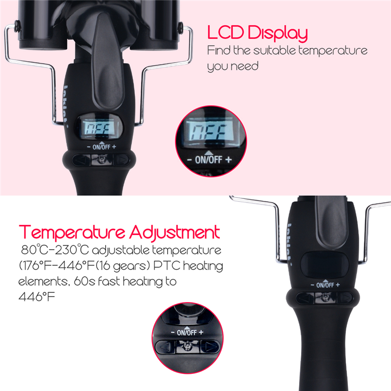 Portable 25mm Waver Deep Curly Hair Machine Curling Iron Heating Temperature Adjust Styling tools with Heat Resistant Glove Set