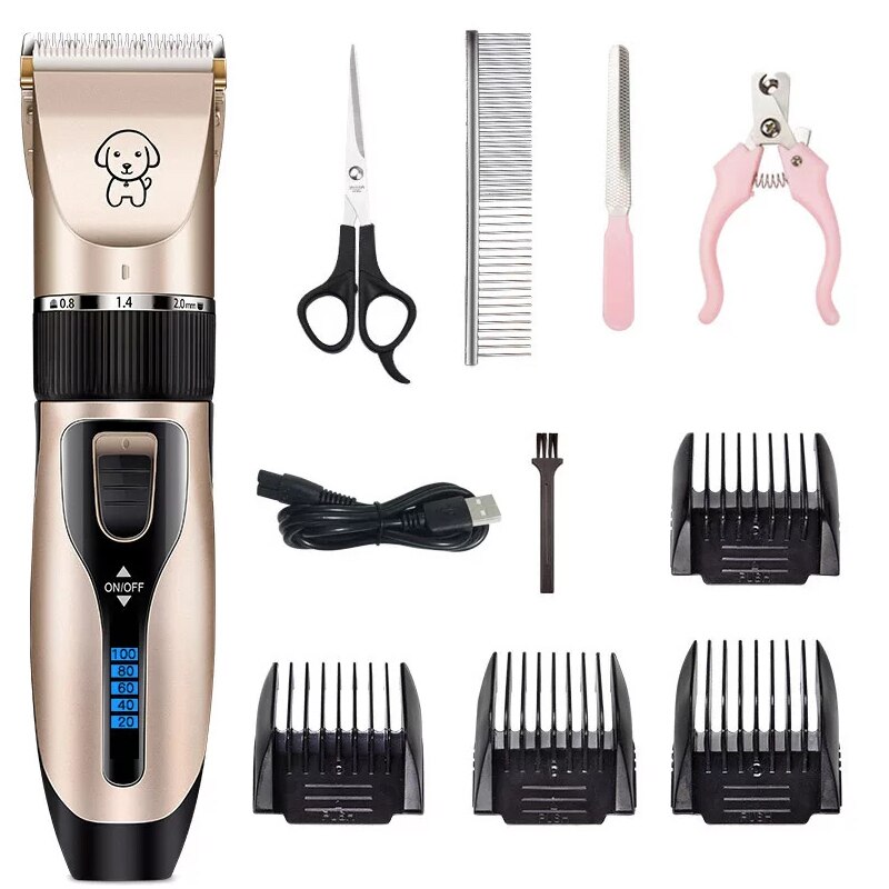 Dog Grooming Kit, Low Noise Rechargeable Dog Shaver, Electric Quiet Dog Hair Trimmer, Scissors Nail Kit for dogs and cats with C: 002
