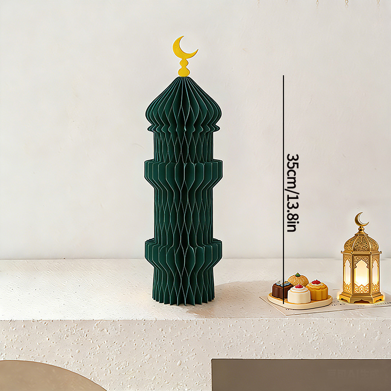 Ramadan eid al-fitr papir honeycomb ornamenter ramadan dekorasjoner måne stjerner skrivebordsarbeid islamsk hjemmedekor eid borddekor: Oliven