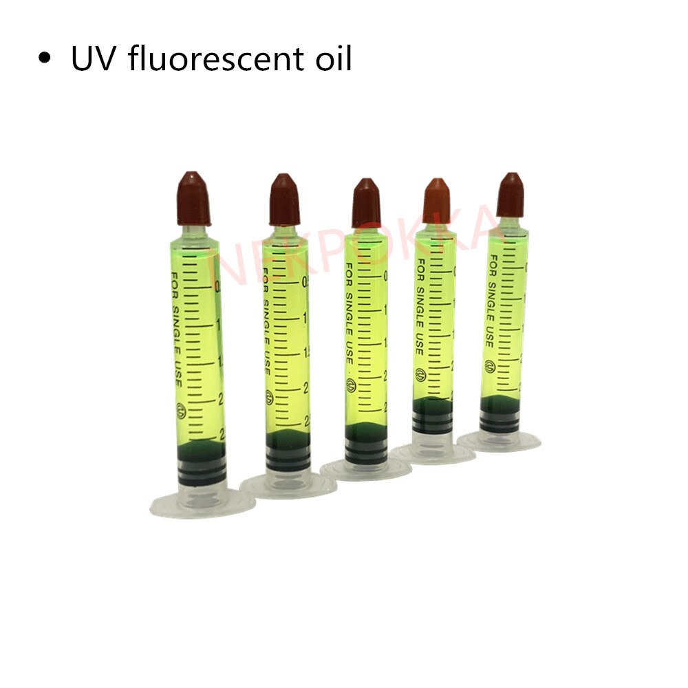 5 stk a / c pag olie med uv farvestof fluorescerende additiv, a / c system lækage test fluorescerende olie, kompressor pag olie