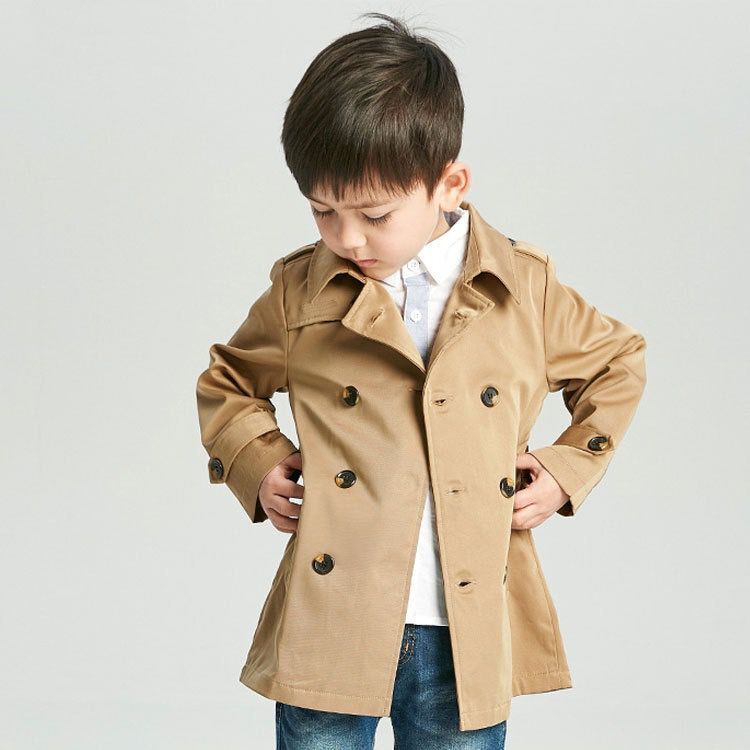 Spring Autumn Trench Coats for Boy Kids Windbreaker Boy Jacket Waistband Teenager 2-7 Years Outerwear Children Parka