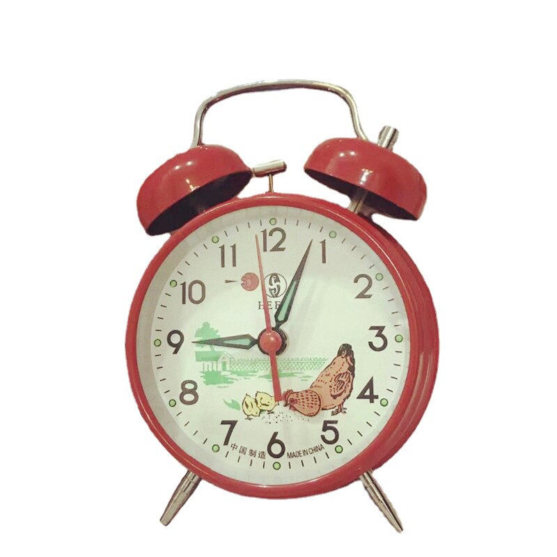 Horloge de Table en métal, réveil mécanique Vintage, poulet picore de riz, horloge forte, cloche de bureau, décoration à remontage manuel