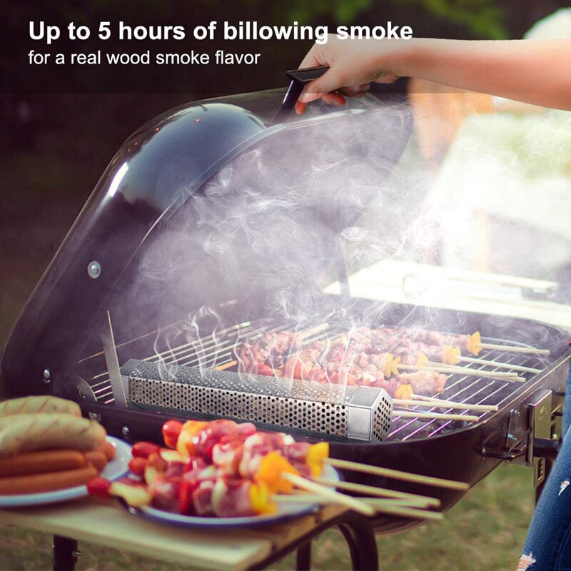 Stainless Steel Barbecue Wood Smoking Pellet Pipe Portable Fruit Wood Bacon Electric Gas Charcoal Smoker Set