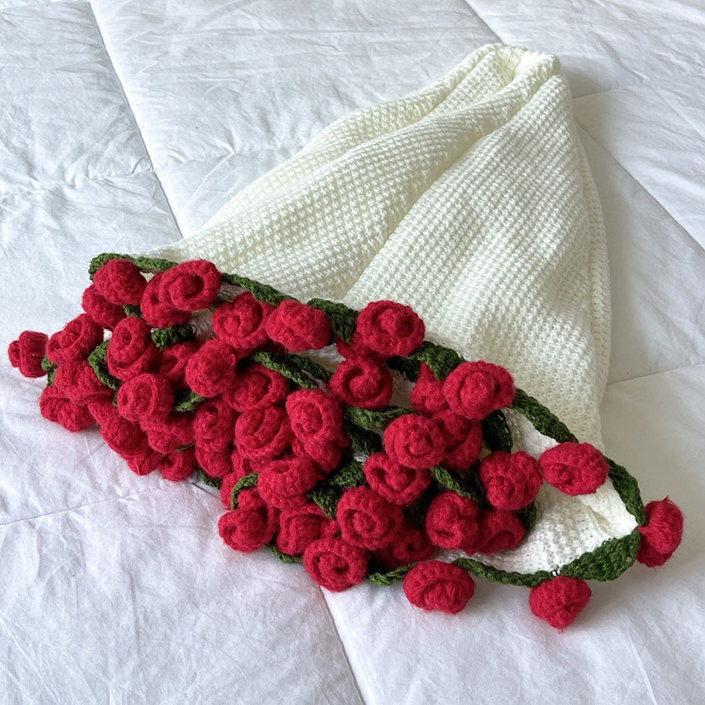 Couverture de Bouquet de fleurs, Bouquet de roses de la vallée, Kit de crochet, Bouquet de fleurs, couvertures tricotées, DIY bricolage
