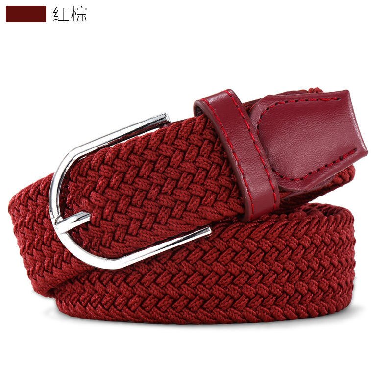 begrenset 110cm Russland uformelt tøye ut vevd belte dame unisex lerret elastiske belter til jeans elastique modellering  f142: Dyp rød