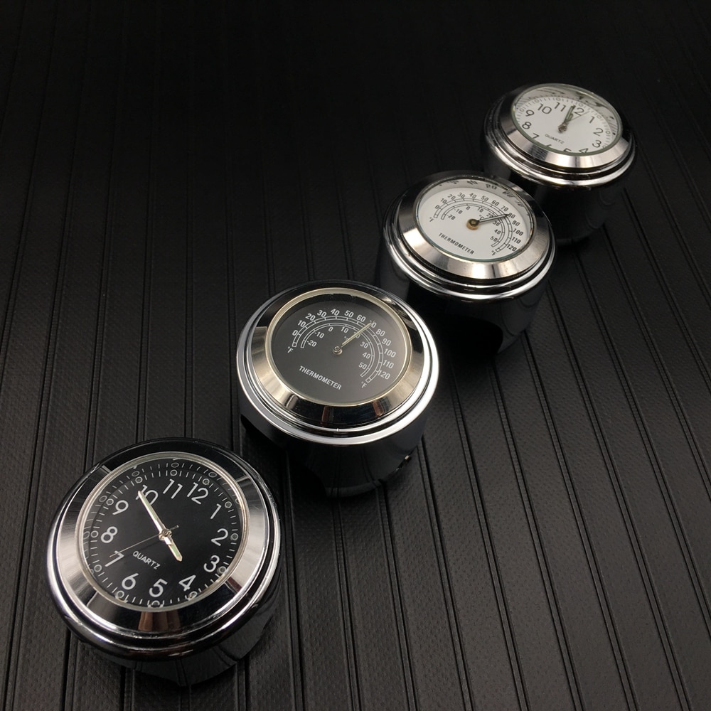 Motorcycle Motorbike Handlebar Mount Round Clock/Thermometer Universal