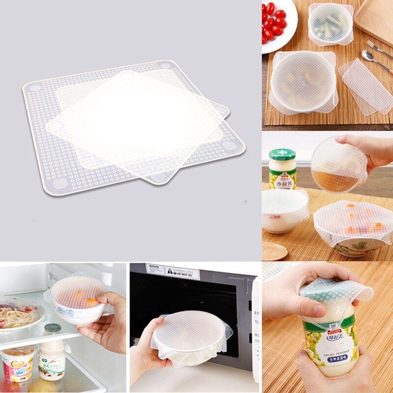 Enveloppe de couverture pour aliments frais | Film accrochable en Silicone scellé, outil de cuisine extensible pour conserver les produits frais, ensemble de 3 pièces