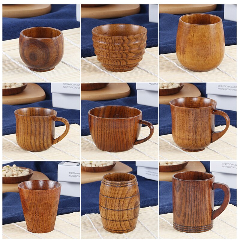 Naturligt trä mugg kaffe vin glas vattenkokare isolering tekopp för familjen te rum bar öl mjölk drinkware
