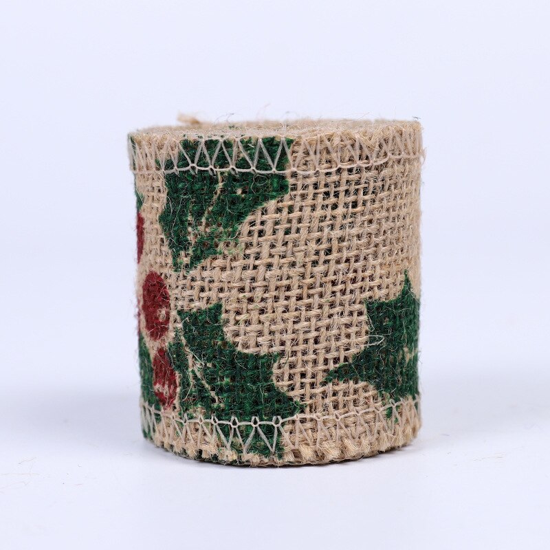 2 yards / rulle 60 mmdiy bomull och linne band handgjord jul bröllop klass hantverk spetsrulle utskrift band säckväv rulle: 7