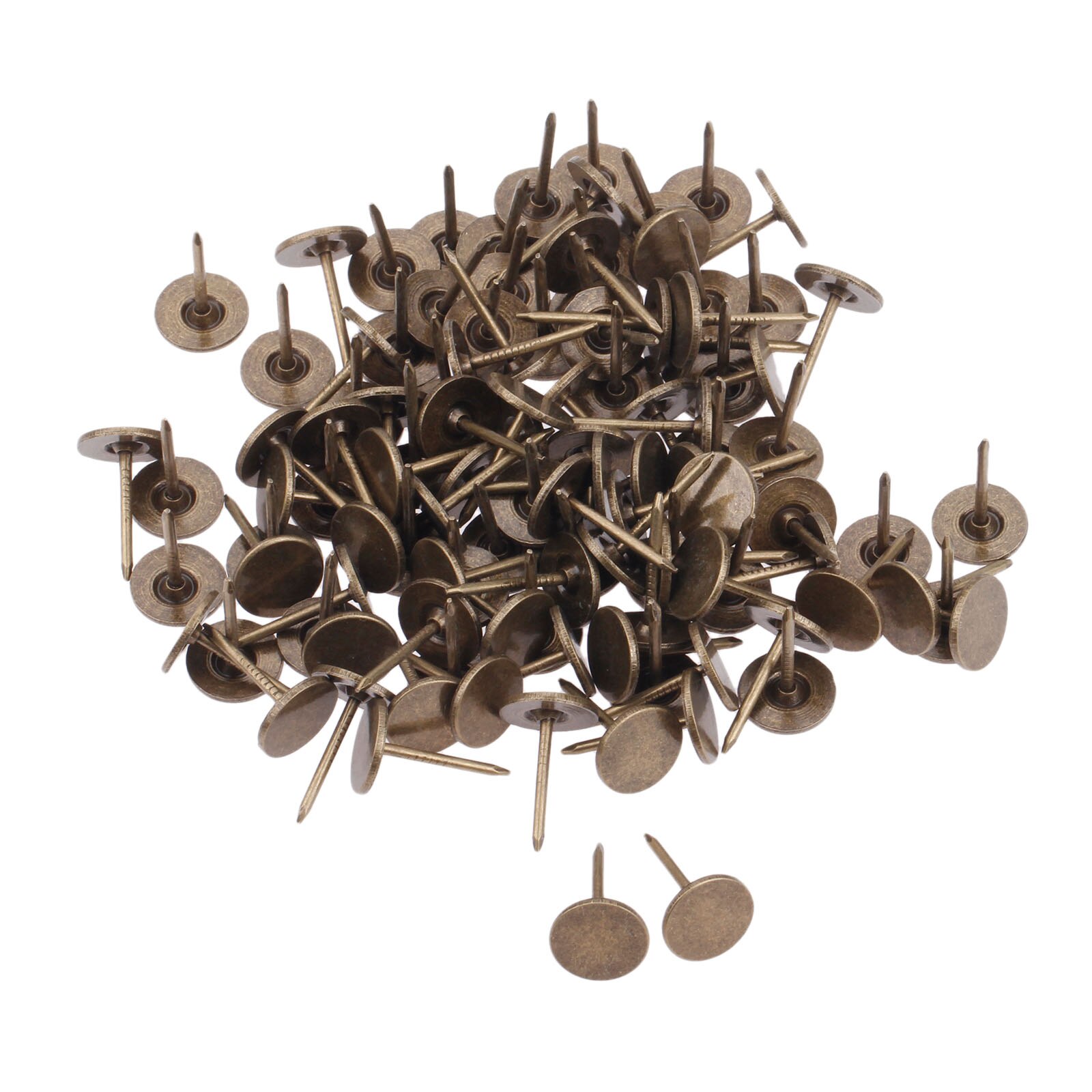 Chincheta de tachuelas para tapicería plana, accesorio de bronce antiguo con clavos para joyería, caja de madera, muebles, puerta, sofá, 11x17mm, 100 Uds.