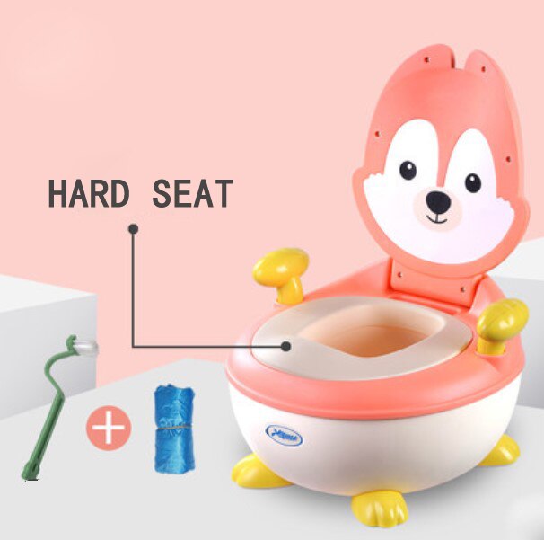 Kinderen wc kinderpotje jongen meisje 1-6 jaar oude cartoon baby wc potje voor gratis potje borstel + cleaning bag: Roze