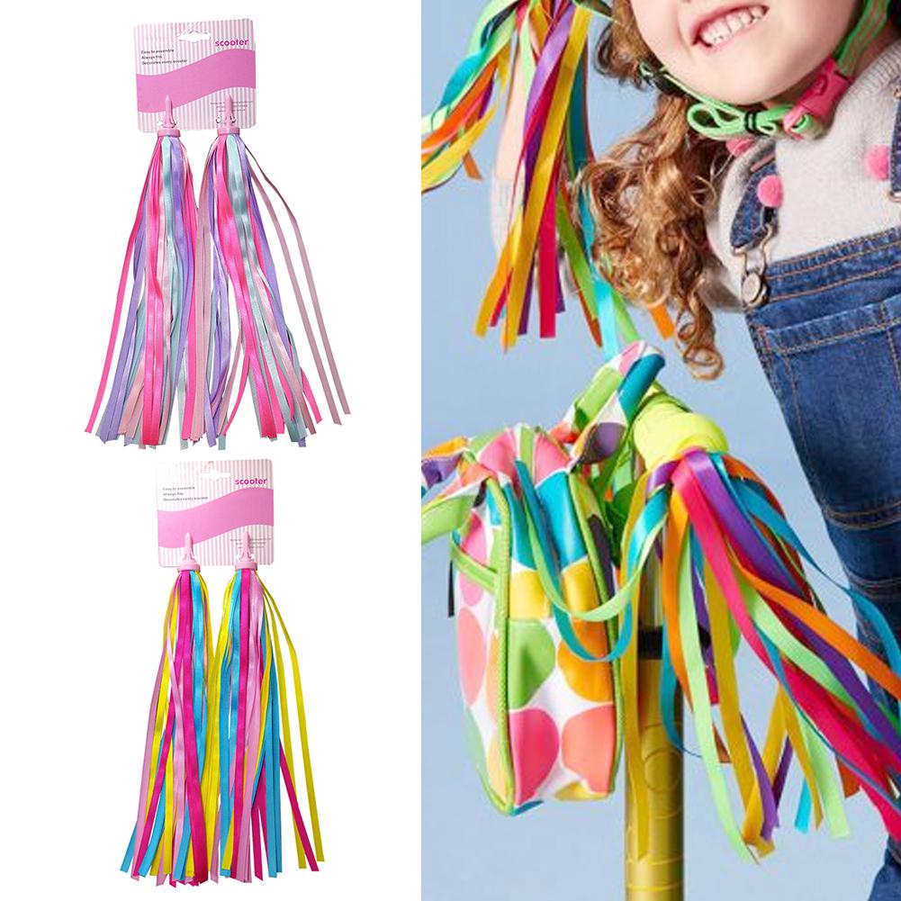 Banderoles colorées avec pompon décoratif pour enfants, guidon de vélo Scooter, pour garçons et filles, accessoires de bicyclette