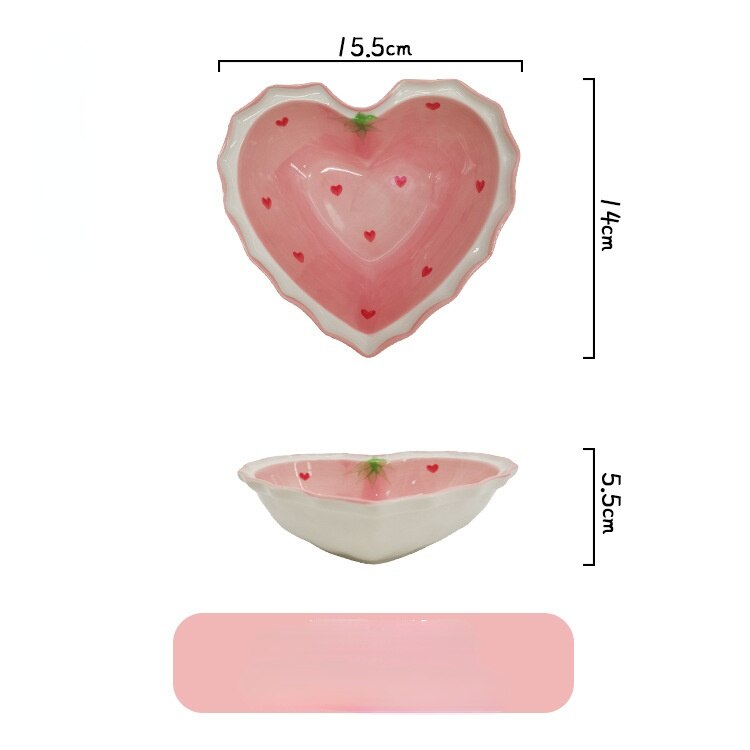 Ceramic Pink Strawberry Decorative Plate Jewelry Dish Plate Living Room Office Decoration Tableware Breakfast Bowl Home Decor: B