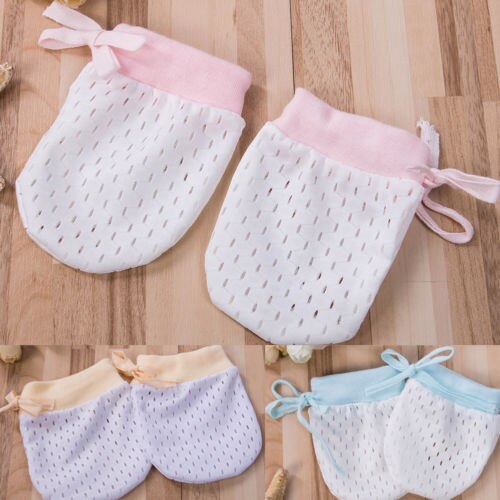 1 Pair Newborn Anti Coçar Luvas de Seda Gelo Macio Mitten Luvas de Proteção