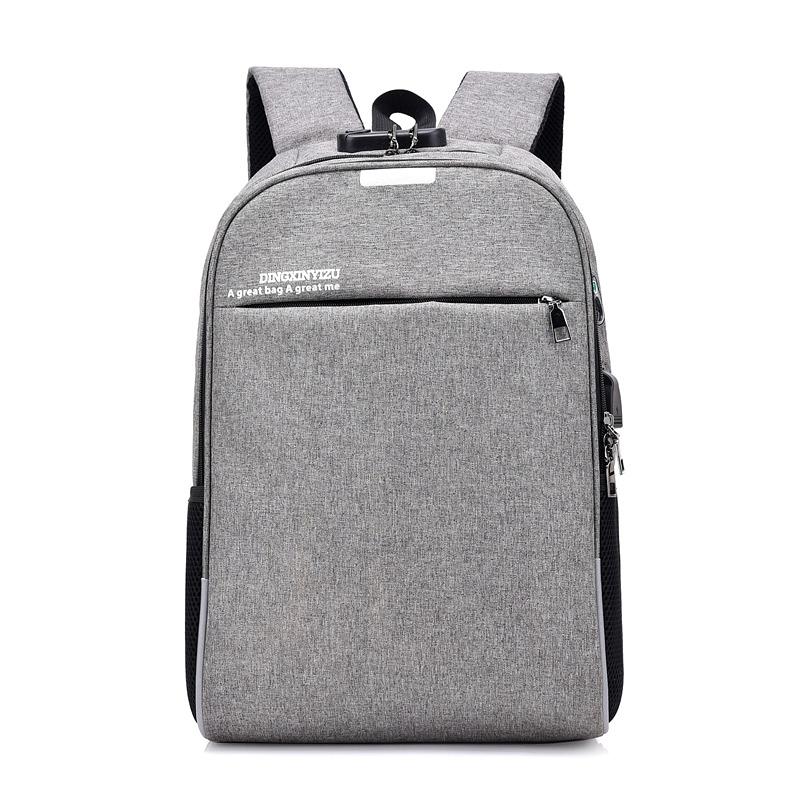 Mode Mannen Rugzak Canvas Grote Capaciteit Rugzak Schooltas Voor Tiener Jongens Opladen Travel Knapzak Mochilas Mannelijke Bagpack: Gray-2