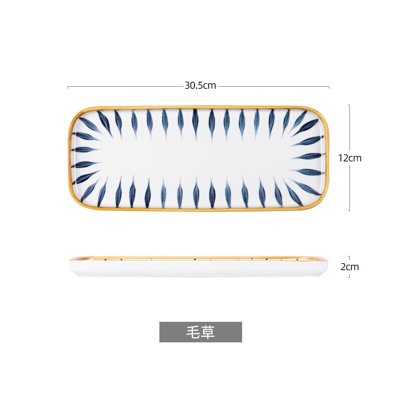 Serving Plate Dinner dish Underglaze Color Tableware Dish Steak Flat Plate Breakfast Plate Hand-painted Ceramic: 12 INCH A
