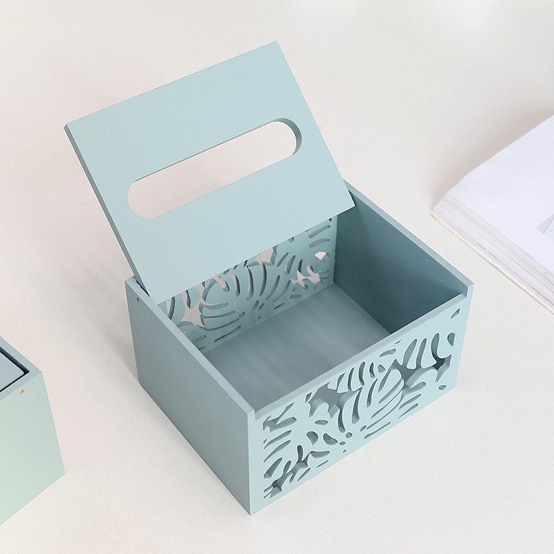 Simple Wooden Tissue Box Container Hollow Napkin Storage Box Home Office Restaurant Desktop Decor Tissue Dispenser Organizer