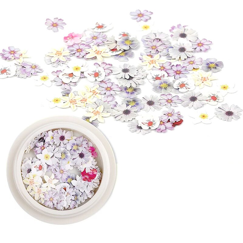 Gemengde Houtpulp Chips Kleine Daisy Bloem Bladeren Nail Stickers Diy Nail Art Accessoires: 1