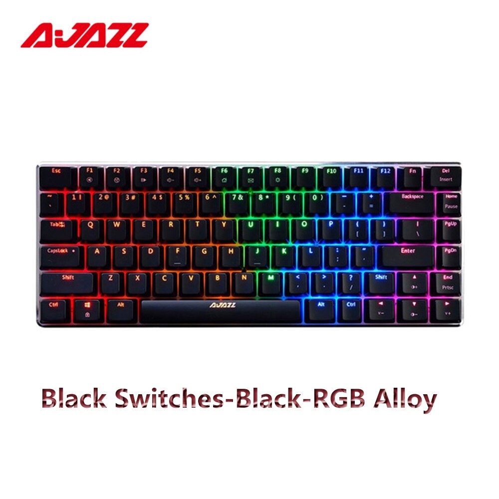 Ajazz AK33 Mechanische Gaming Toetsenbord 82 Toetsen Toetsenbord Bedraad Zwart/Blauwe Schakelaar Engels Layout Anti-Ghosting Toetsenbord Voor pc: Black - RGB Alloy / blauwe schakelaar