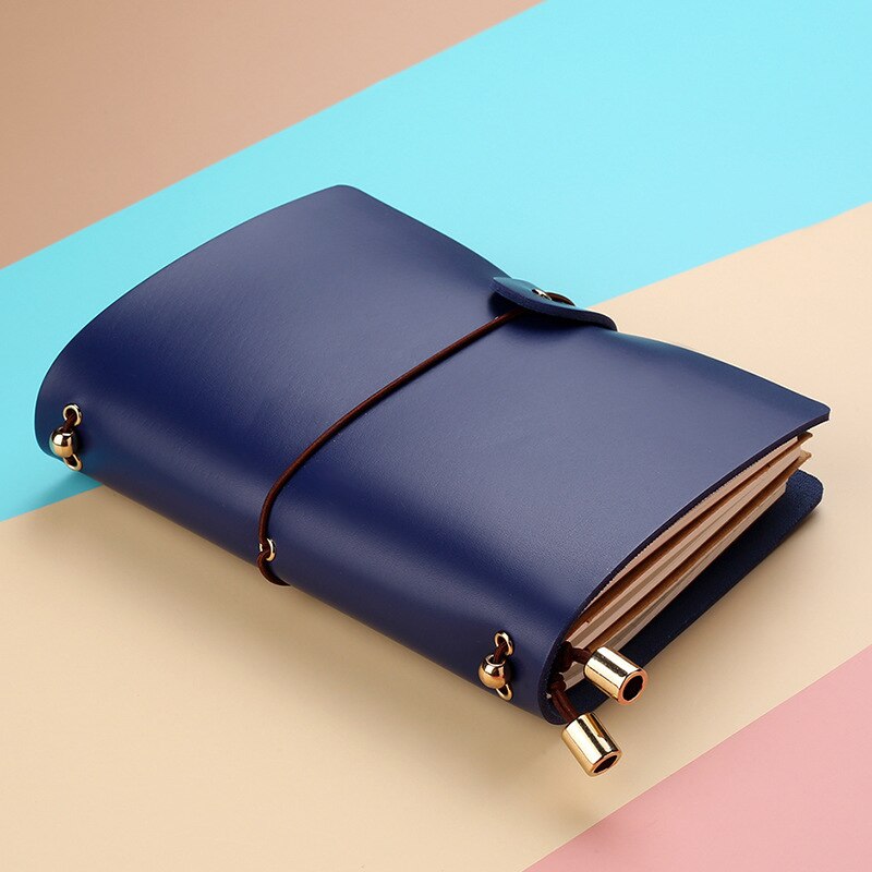 Small A7 Pocket Notebook PU Journal Vintage Planner Notepad Spiral Agenda Kawaii Diary Papeleria Stationery Supply: Dark Blue