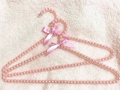 Cintres en perles pour vêtements, 10 pièces, en plastique Transparent, rose, or, antidérapant, acrylique, sans trace, pour filles: Pink Pearl / 10PCS 30CM for Kids