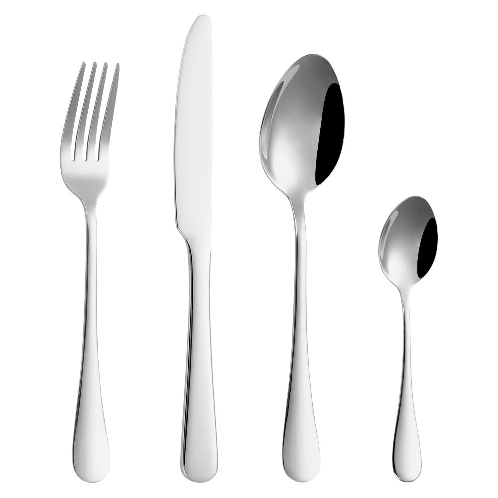 8/12/16/20PCS Couverts en Or Noir Vaisselle Vaisselle En Acier Inoxydable Miroir Couteau Fourchette Cuillère Couverts Pour La Cuisine À Domicile: 2 Set 8Pcs / Sliver