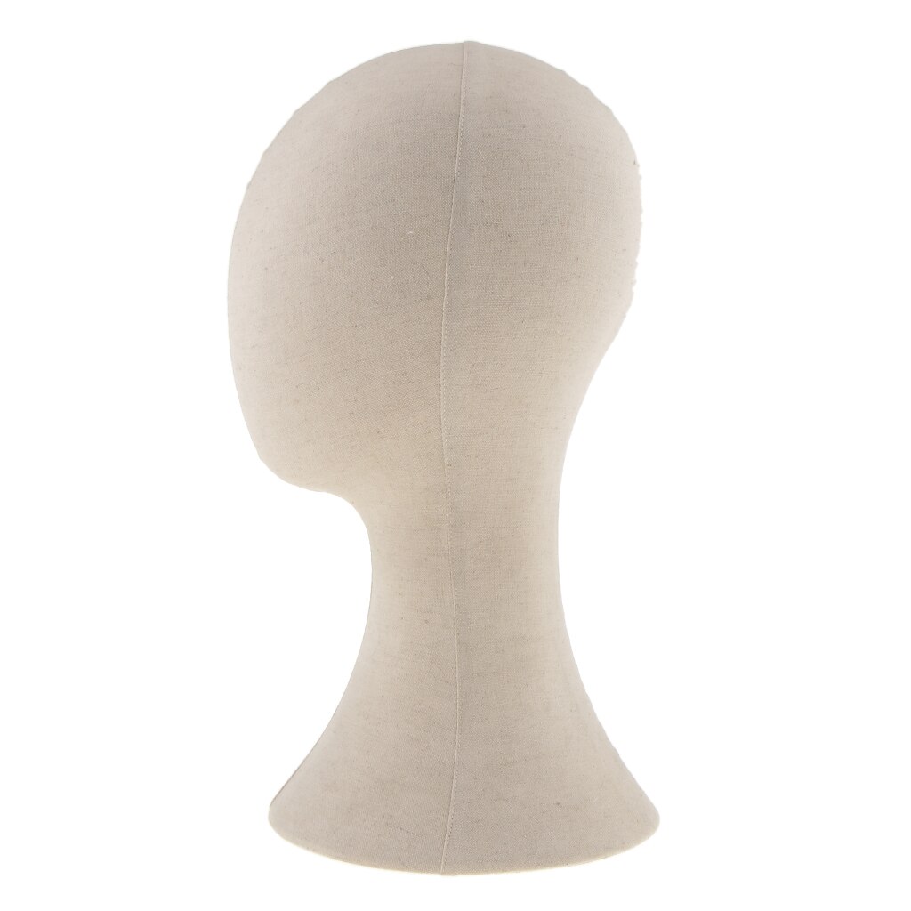 22&#39; Canvas Block Mannequin Head Wig Hat Making Glasses Holder Head Hat Hair Display Styling Mannequin Beige