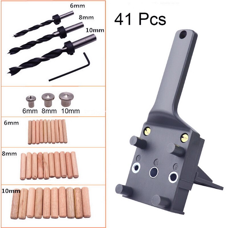 Dowel jig 6 8 10mm trä hss borrar träbearbetning jig abs plast fickhål jig borr guide verktyg för snickeri: Grön