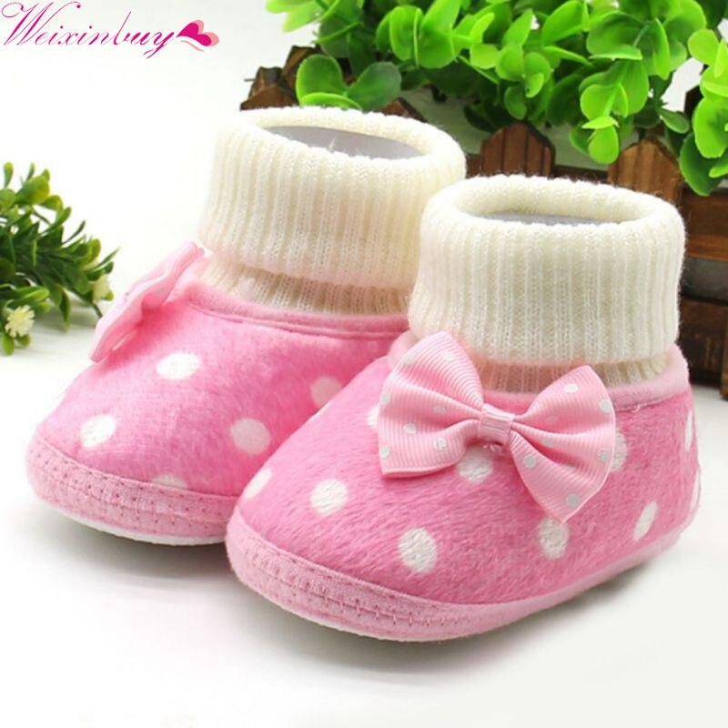 Warme Neugeborenen Schuhe Baby Mädchen Bowknot Fleece Winter Schnee Stiefel Booties Weiß Prinzessin Schuhe