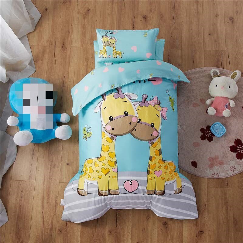 Bomuld 3 stk/sæt børnehave quilt tegneserie børneværelse sengetøj sæt baby tremmeseng quilt cover lagener uden fyld blød: 3