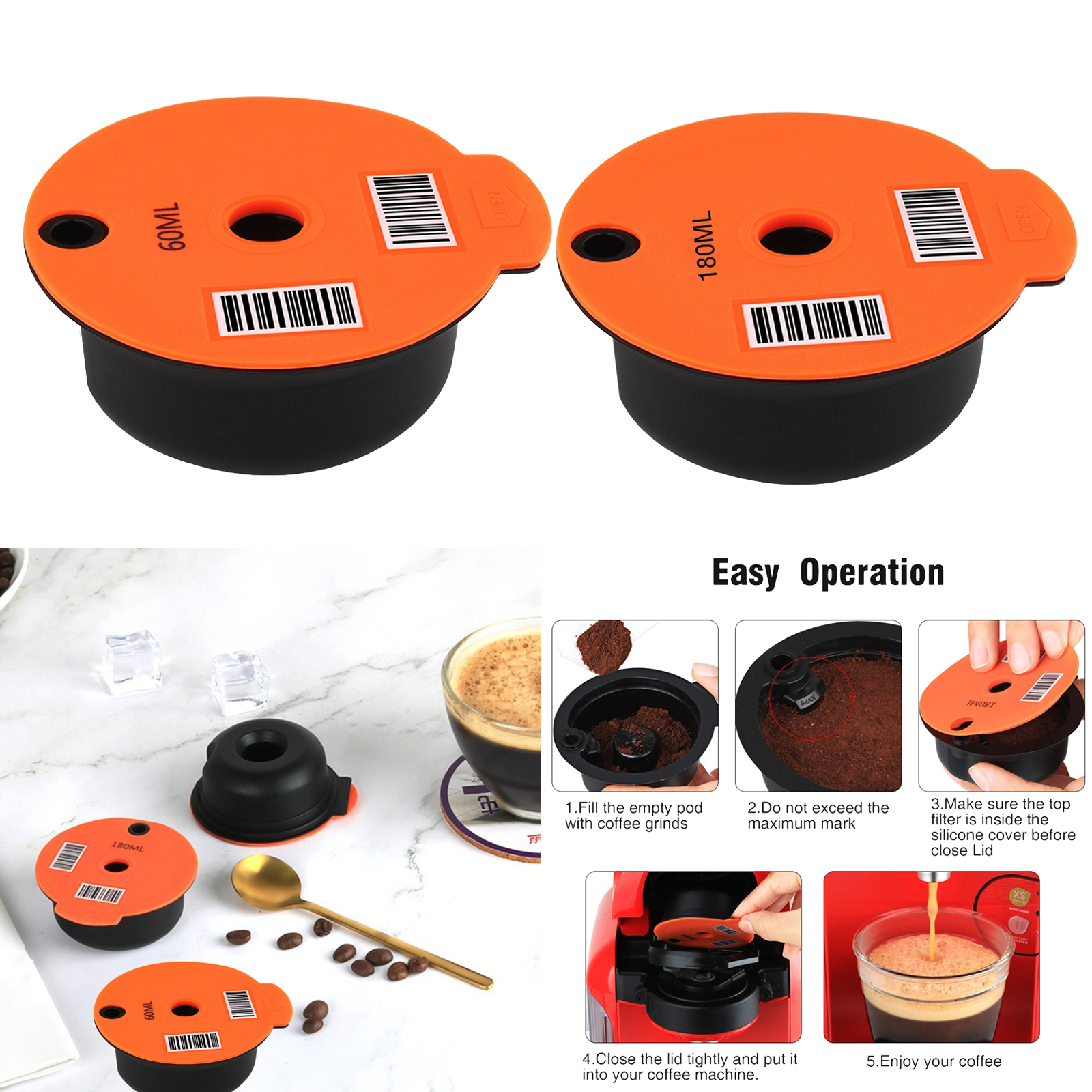 Cápsulas reutilizables rellenables para Bosch Tassimo, cápsulas con filtro, de malla de acero inoxidable, para casa, oficina, café