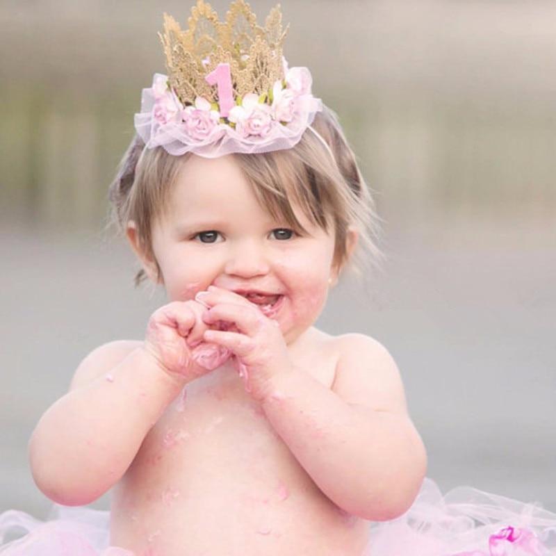 Pasgeboren Verjaardag Hoofdband Baby Gelukkige Verjaardag Meisje Prinses Kroon 1 Jaar Oude Party Glitter Paard Fotografie Props