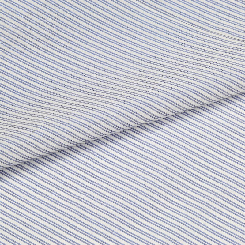 Blue and white stripe silk and cotton and polyester blended fabric 150cm width,SCT477