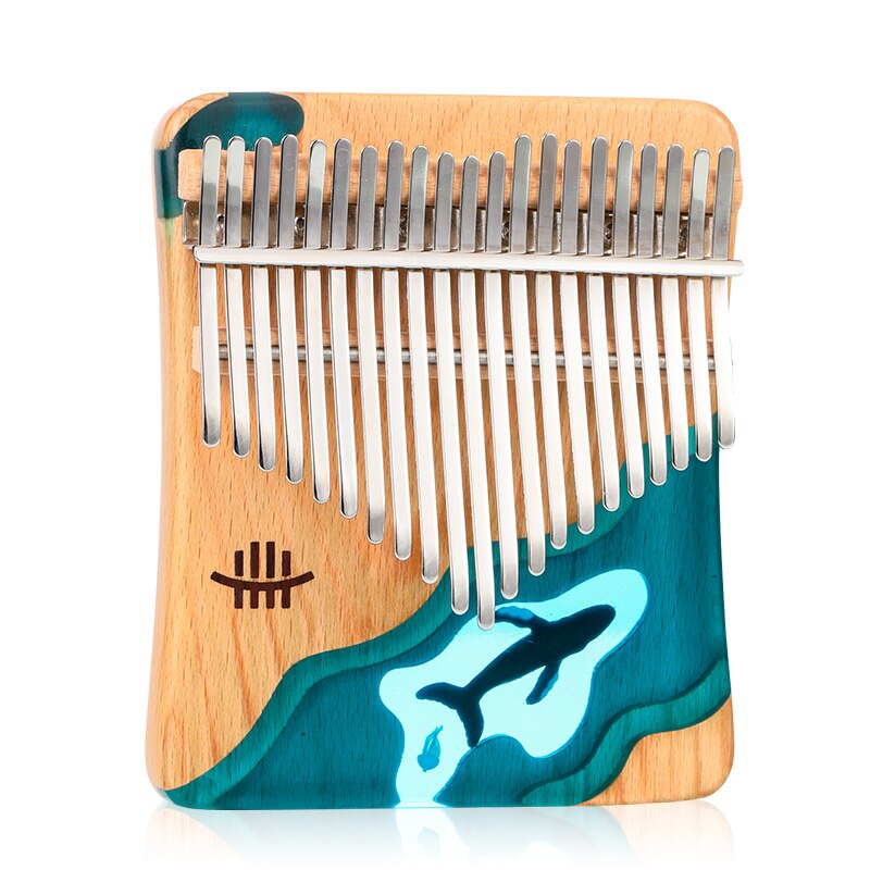 21 Key Thumb Piano Solid Beech Epoxy Resin Portable Kalimba Mbira Sanza With Tuning Hammer Keyboard Musical Instrument
