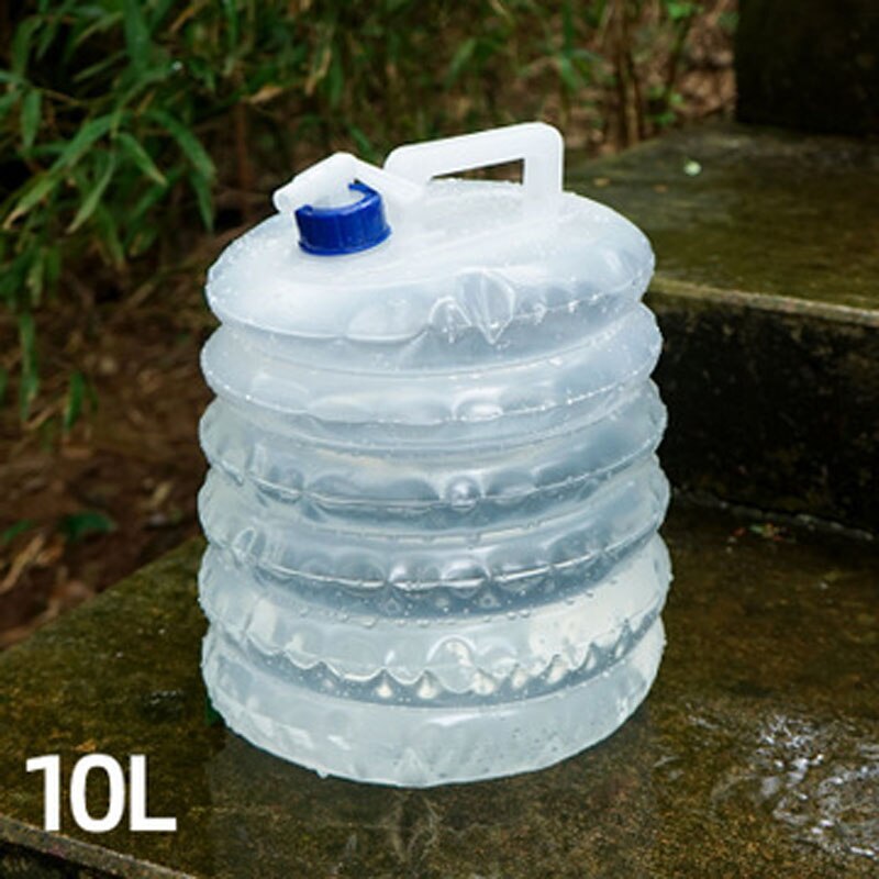 PE Telescopic Bucket Portable Folding Water Bag with Faucet Camping Mountaineering Car Bucket: 10L